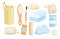 Eco bath accessories vector illustration set, cartoon flat zero waste bathroom collection with wooden comb or toothbrush