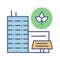 Eco city line color icon. Alternative energy vector pictogram. Eco friendly. Green house symbol. Button for web page, app, promo.