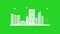 Eco city. A simple animated icon. Green background.