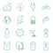 Eco Concept Green Thin Line Icon Set. Vector