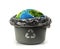 Eco concept. Planet in the trash can