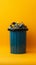 Eco conscious design Garbage bin on yellow background promotes environmental awareness
