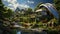 Eco-conscious oasis, sustainable forest retreat fosters a deep connection with nature. Highlights renewable energy solutions, eco-