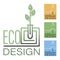 Eco design. Emblem, logo. Concept of ecology, health of planet, plants, herbal products without GMO