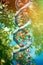 Eco DNA tree concept with green leaves. DNA tree concept for genetics, biotechnology and science
