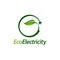 Eco electricity. Green leaf plug electric logo concept design template