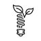 Eco Electricity Lightbulb with Leaf Line Icon. Low-Energy Spiral Light Bulb Pictogram. Ecology Fluorescent Lamp Outline