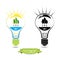 ECO energy concept, natural energy sources inside the light bulb