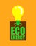 Eco energy. Soil light bulb. Ecological electricity production symbol. Green energy sign