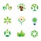 Eco environment awareness green tree nature community logo icon set