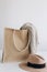 eco fabric bag beige handles set shopper