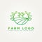 Eco farm minimalist line art badge logo design