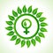 Eco female symbol inside the leaf background