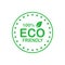 Eco friendly 100 percent green circle badge with leaf. Design element for packaging design and promotional material