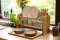 eco-friendly bamboo dish rack in kitchen