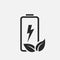 Eco friendly battery icon. energy and environment symbol. isolated vector image