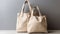 Eco Friendly Beige Colour Fashion Canvas Tote Bag. Reusable Bag for Groceries and Shopping. Generative AI