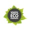 Eco friendly bio badge banners label with green natural leaf. Circle illustration