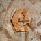 Eco friendly cardboard letter e , lowercase grunge recycled alphabet, design element