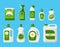 Eco friendly cleaning products vector illustrations set