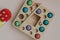 Eco-friendly colored wooden educational toys according to the Montessori method for preschool children. Children's