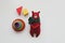 Eco-friendly colored wooden educational toys based on the Montessori method. Wooden toys, blocks, handmade toy bear on