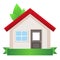 Eco-friendly construction, eco house icon, isolated illustration