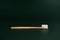 Eco friendly dental health antibacterial bamboo wood toothbrush on dark green background