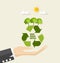 ECO FRIENDLY. Ecology concept with Recycle symbol and tree. Vector illustration.