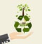 ECO FRIENDLY. Ecology concept with Recycle symbol and tree. Vector illustration.