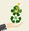 ECO FRIENDLY. Ecology concept with Recycle symbol and tree. Vector illustration.