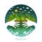 Eco friendly hands hug concept green tree.Environmentally friend