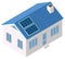 Eco friendly house, modern energy saving technology. Renewable sustainable village building