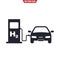 Eco-friendly hydrogen fuel station, fuel pump and car. Isolated vector icon