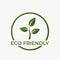 Eco friendly icon. ecology and environment symbol. plant sprout in circle. vector green color image