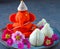 Eco friendly Idol of lord Ganesha with modak sweet and flowers