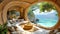 Eco-friendly igloo hotel crafted from sustainable materials like bamboo and recycled glass. Panoramic Ocean View