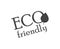 Eco friendly label with leaf in black and white. Flat icon. Clean design.