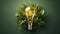 Eco-Friendly Lightbulb with Plant. Generative AI.