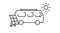 Eco-friendly motorhome vector outline icon. Solar panel with van bus. Renewable energy camper rv. Vanlife