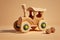 Eco friendly, plastic free toys for toddler. Stylish wooden toy car for child . AI Generated