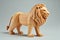 Eco friendly, plastic free toys for toddler. Stylish wooden toy lion for child . AI Generated