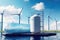Eco-Friendly Power Generation: Hydrogen Tanks and Wind Generators - Generative AI