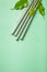 Eco-friendly reusable metal drinking straw. zero waste concept