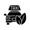 Eco-friendly taxi black glyph icon