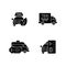 Eco-friendly taxi black glyph icons set on white space