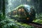 Eco-Friendly Train Concept in Lush Forest, Colorful Illustration