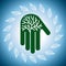 Eco friendly tree in hands illustration