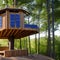 An eco-friendly treehouse with solar panels, rainwater collection system, and natural materials2, Generative AI