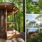 An eco-friendly treehouse with solar panels, rainwater collection system, and natural materials3, Generative AI